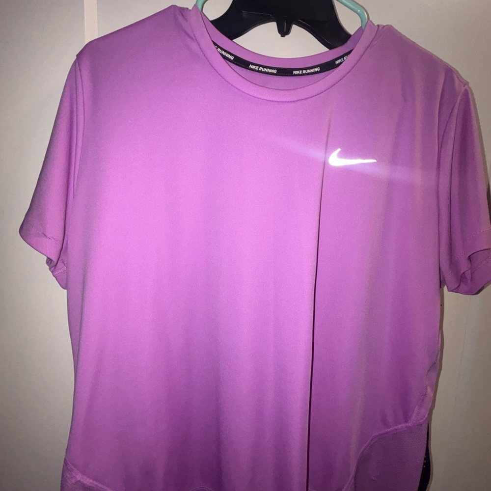 Nike Bright Lavender-Pink Running Shirt with Reflective Swoosh